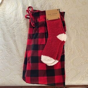 Merry Red Plaid Lounge Pants with Socks